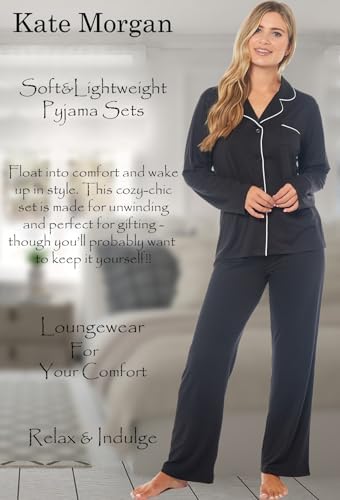 KATE MORGAN Ladies lightweight cosy pyjamas | Womens loungewear sets pjs | Nightwear Sleepwear for women