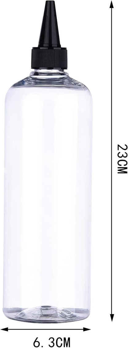 2 Pieces Applicator Bottle with 500ml Squeeze Hair Oil Applicator Bottles with Caps for Hair Coloring Dyeing Bottle Paint Art Glue