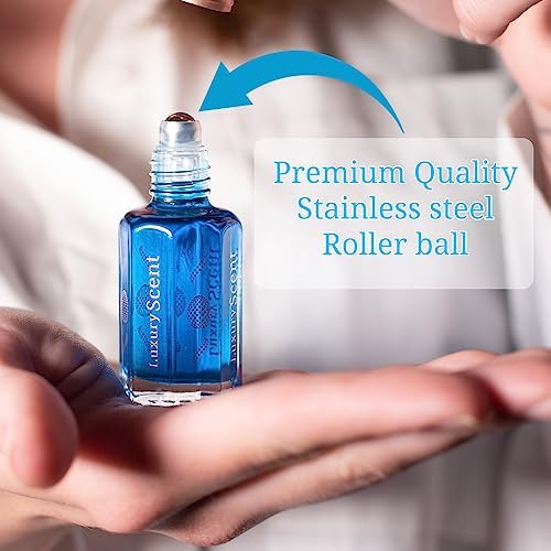Perfume Oil Ocean Cedar 6ml Roll-On by Luxury Scent – Long Lasting Alcohol-Free Unisex Attar with Clean Fresh Musky Floral Arabian Inspired Notes, Travel Size Body Oil Fragrance for Men &amp; Women