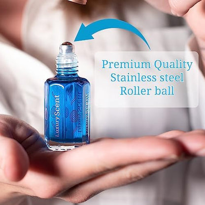 Perfume Oil Ocean Cedar 6ml Roll-On by Luxury Scent – Long Lasting Alcohol-Free Unisex Attar with Clean Fresh Musky Floral Arabian Inspired Notes, Travel Size Body Oil Fragrance for Men &amp; Women