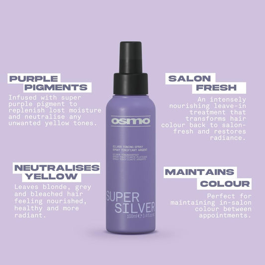 OSMO Super Silver Toning Spray | Violet Nourishing Leave-in Treatment | Blonde Toner | Vegan. 100ml.