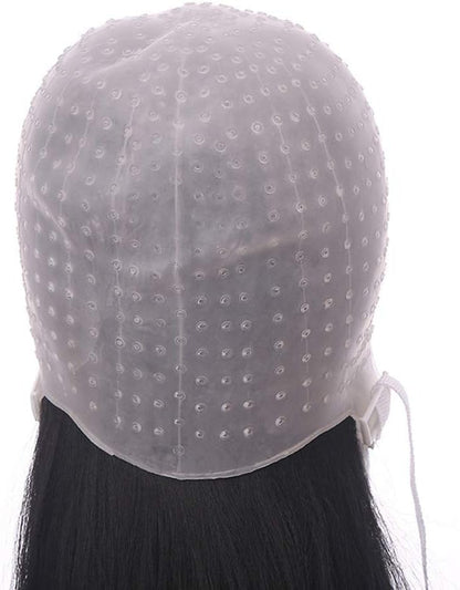 KIPETTO Hair Highlighting Cap with Needle Hooks Silicone Hair Coloring Dye Hat Salon Tinting Tools