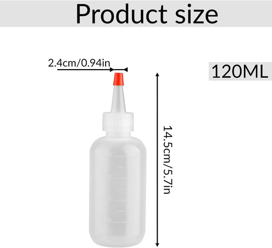 Tabanzhe Squeeze Bottle-2PCS 120ml Reusable Portable Applicator Bottle with Nozzles Plastic Squeezy Bottles Graduated Dispensers for Liquid Shampoo Body Wash Paint Art Crafts Glue