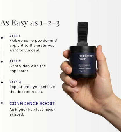 hairo Hair Density Filler, Hairline Powder Root Touch Up for Thinning Hair Coverage, Hair Fibre Waterproof Effect, Bald Spot Concealer for Women Men, Dark Brown Instant Blend with Puff Mirror