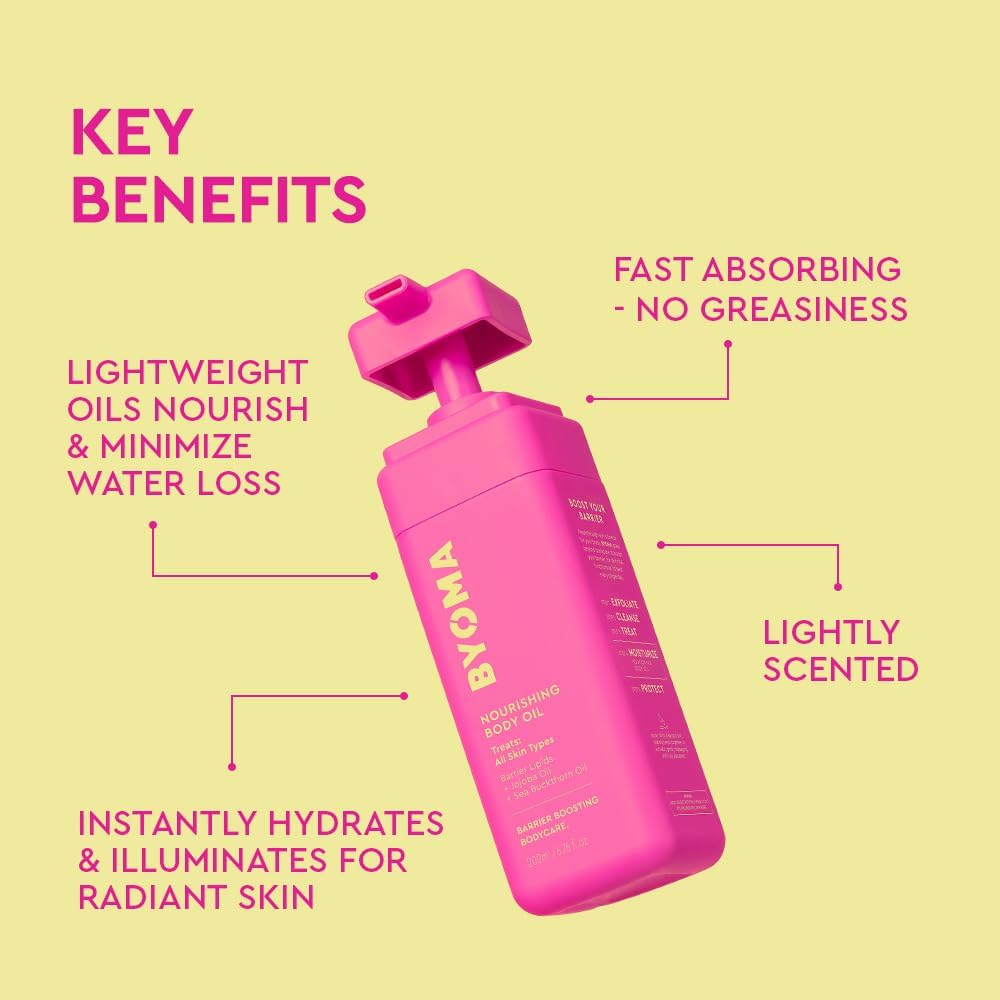 BYOMA Nourishing Body Oil (200ml) Lightweight, Fast-Absorbing Body Oil - Improves Skin Texture - Hydrates, Brightens and Restores Skin Barrier, Vegan