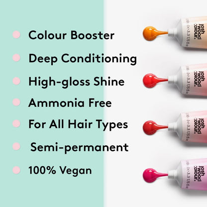 Josh Wood Hair Gloss (Black) - Semi-permanent gloss, adds shine to your black and dark brunette hair - Lasts up to 6 washes - 100% Vegan - Cream (100ml)