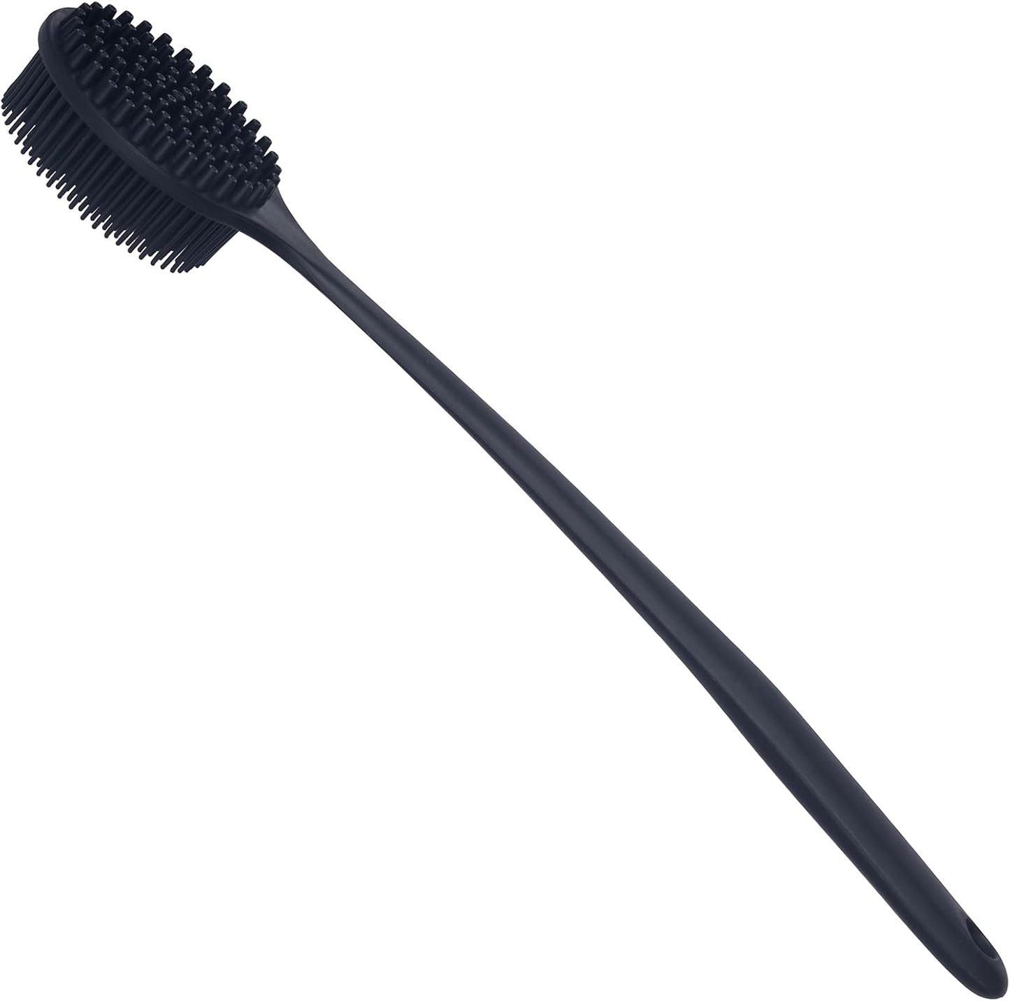 DNC Back Scrubber for Shower Soft Silicone Bath Body Brush with Long Handle (Black)