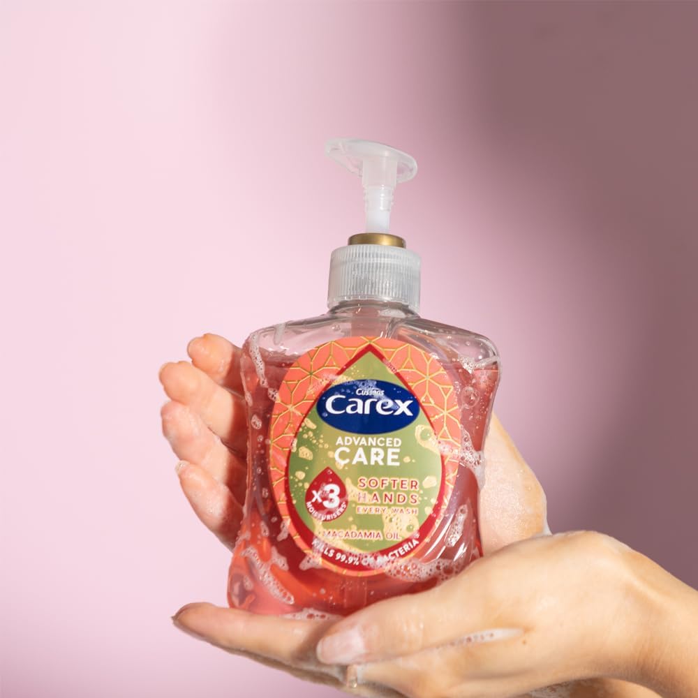 Carex Advanced Care Macadamia Oil Antibacterial Hand Wash, 3x More Moisturisers, Clean &amp; Protect Hands, Bulk Buy, Pack of 6 x 250ml