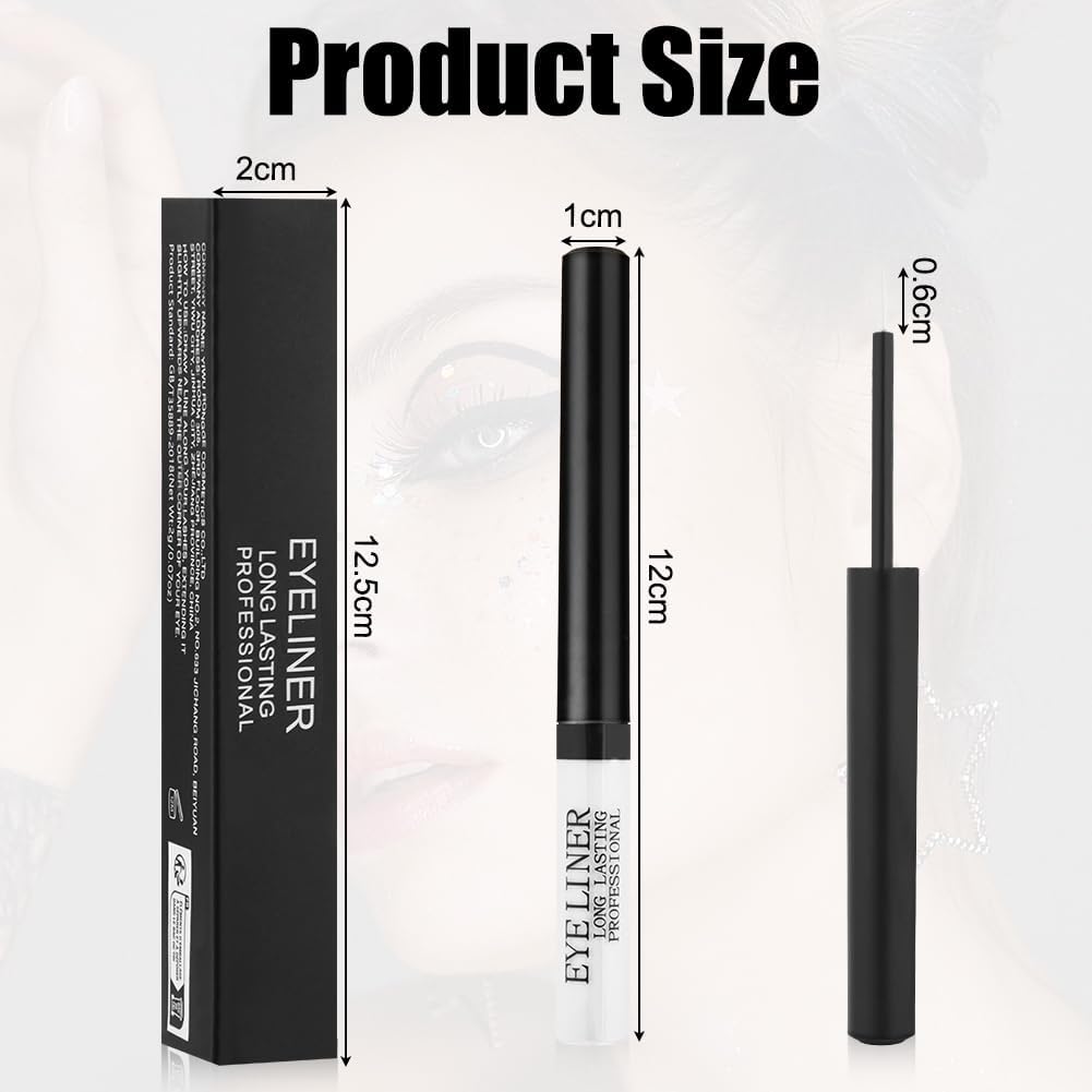 Aomig Matte Felt Tip Pen Eyeliner, Waterproof Liquid Eyeliner Pencil, Long Lasting, Slim Smudgeproof, Suitable for All Eye Shapes Available(1# White)