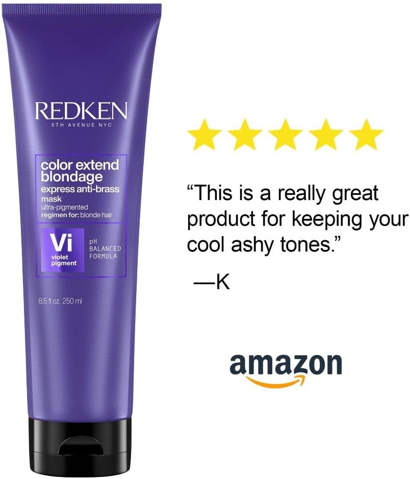 Redken | Hair Mask, For Blonde Hair, Violet Pigment, Reduces Brassiness, Color Extend Blondage Express Anti-Brass, 250 ml