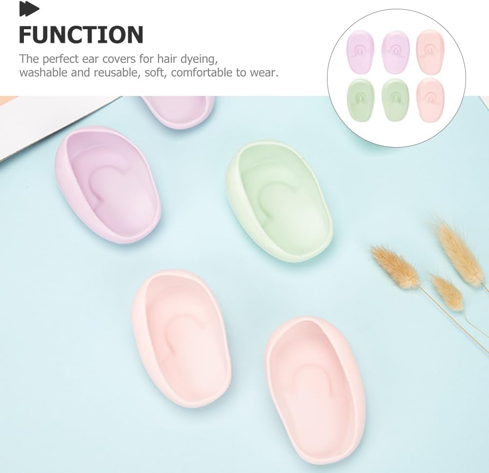 FRCOLOR Silicone Ear Protection Sleeves for Hairdressing 3 Pairs Waterproof Reusable Ear Covers for Hair Colouring and Salon Use 3 Inch Soft Guards
