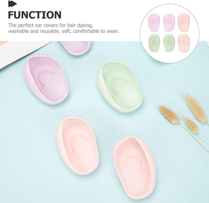 FRCOLOR Silicone Ear Protection Sleeves for Hairdressing 3 Pairs Waterproof Reusable Ear Covers for Hair Colouring and Salon Use 3 Inch Soft Guards