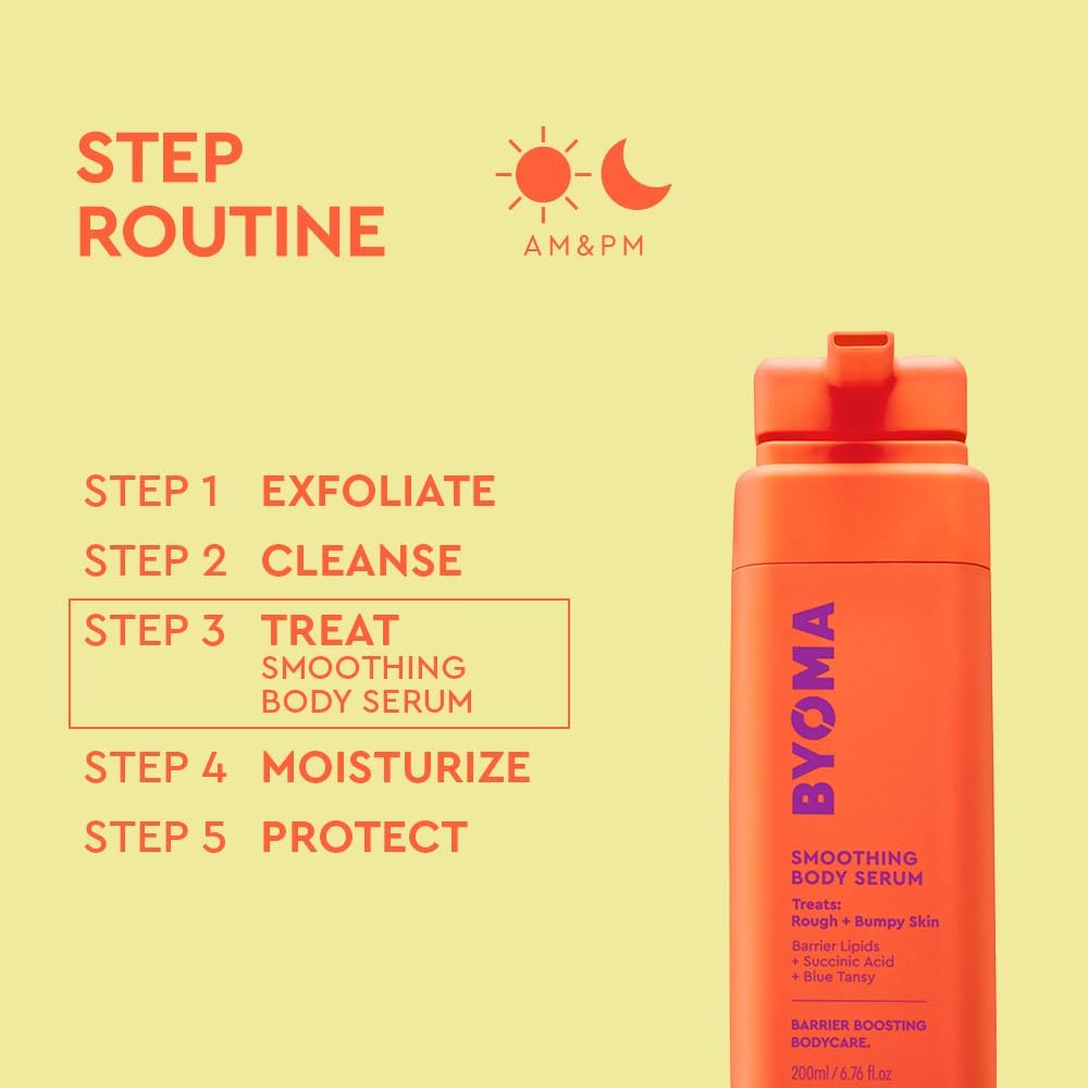 BYOMA Smoothing Body Serum (200ml) For Breakouts and Textured Skin - Lightweight Body Serum with Succinic Acid and Blue Tansy - Restores Skin Barrier and Soothes Inflammation