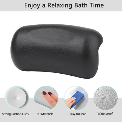 Bath Pillow, Waterproof Bath Pillow, Bathtub Pillow, Bath Cushion with Non-Slip Suction Cups, Bathtub Accessories, Ergonomic Neck and Back Support for Bathroom Home Spa Headrest-Black