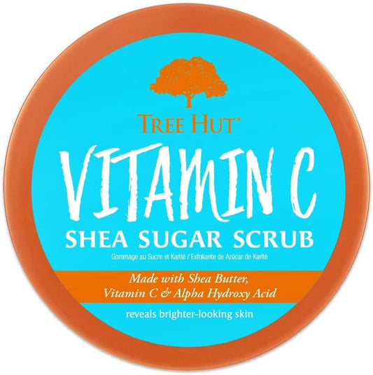 Tree Hut Shea Sugar Scrub Vitamin C, 18oz, Ultra Hydrating &amp; Exfoliating Scrub for Nourishing Essential Body Care