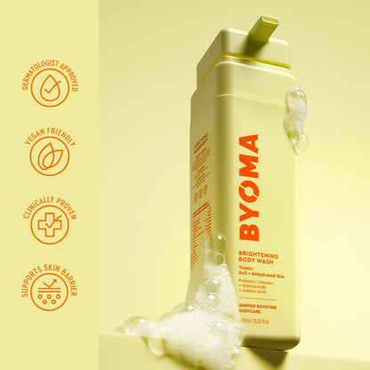 BYOMA Brightening Body Wash (400ml) Treats Dull and Dehydrated Skin, Balances and Repairs the Skin Barrier with Niacinamide and Azelaic Acid - Brightens and Evens Skin Tone