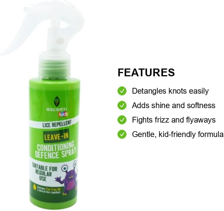 Kids Lice Repellent Leave-In Conditioning Defence Spray with Tea Tree Oil, 125ml, Pack of 6