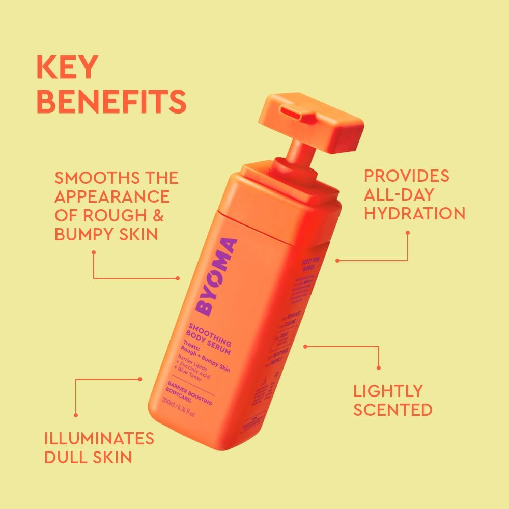 BYOMA Smoothing Body Serum (200ml) For Breakouts and Textured Skin - Lightweight Body Serum with Succinic Acid and Blue Tansy - Restores Skin Barrier and Soothes Inflammation