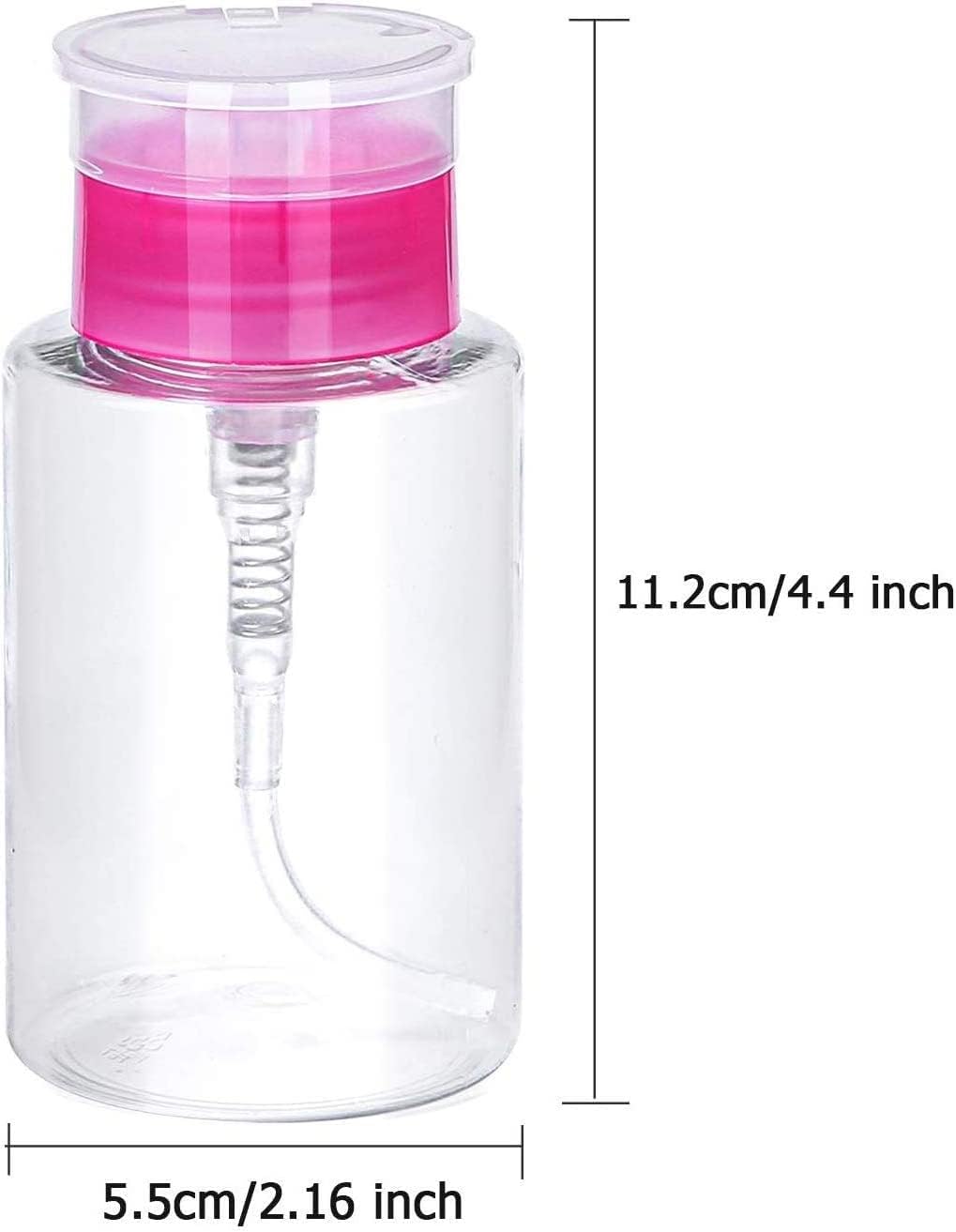 Nail Polish Remover Pump Bottle Dispenser 180 ML Push Down Cleanser Bottle Travel Empty Liquid Container for Nail Varnish Remover &amp; Makeup Remover Nail Art Tool(2 Pack)
