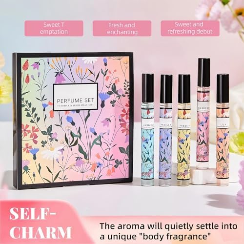 Premium Women's Perfume Gift Set - Perfume Gift Set, 5x10ml Long Lasting Eau De Parfum, Sweet Floral &amp; Fruity Scent, Travel Portable Perfume for Her, Mum, Birthday, Valentine's Day Gifts