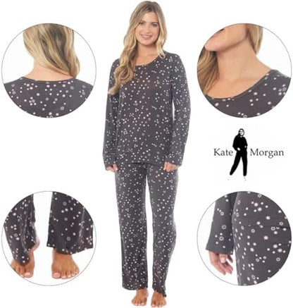 KATE MORGAN Ladies lightweight cosy pyjamas | Womens loungewear sets pjs | Nightwear Sleepwear for women