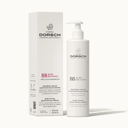 FARMA DORSCH – BB Bronzing | Body Makeup Bronzer | Hydrating &amp; Firming Body Cream | Instant Glow &amp; Golden Tone | Wash-Off Formula | All Skin Types | 200 ml