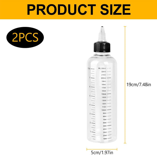 2PCS 250ML Graduated Applicator Bottle Leak-Proof and Dust-Proof Squeeze Hair Coloring Bottle Suitable for Applying Hair Coloring Oils