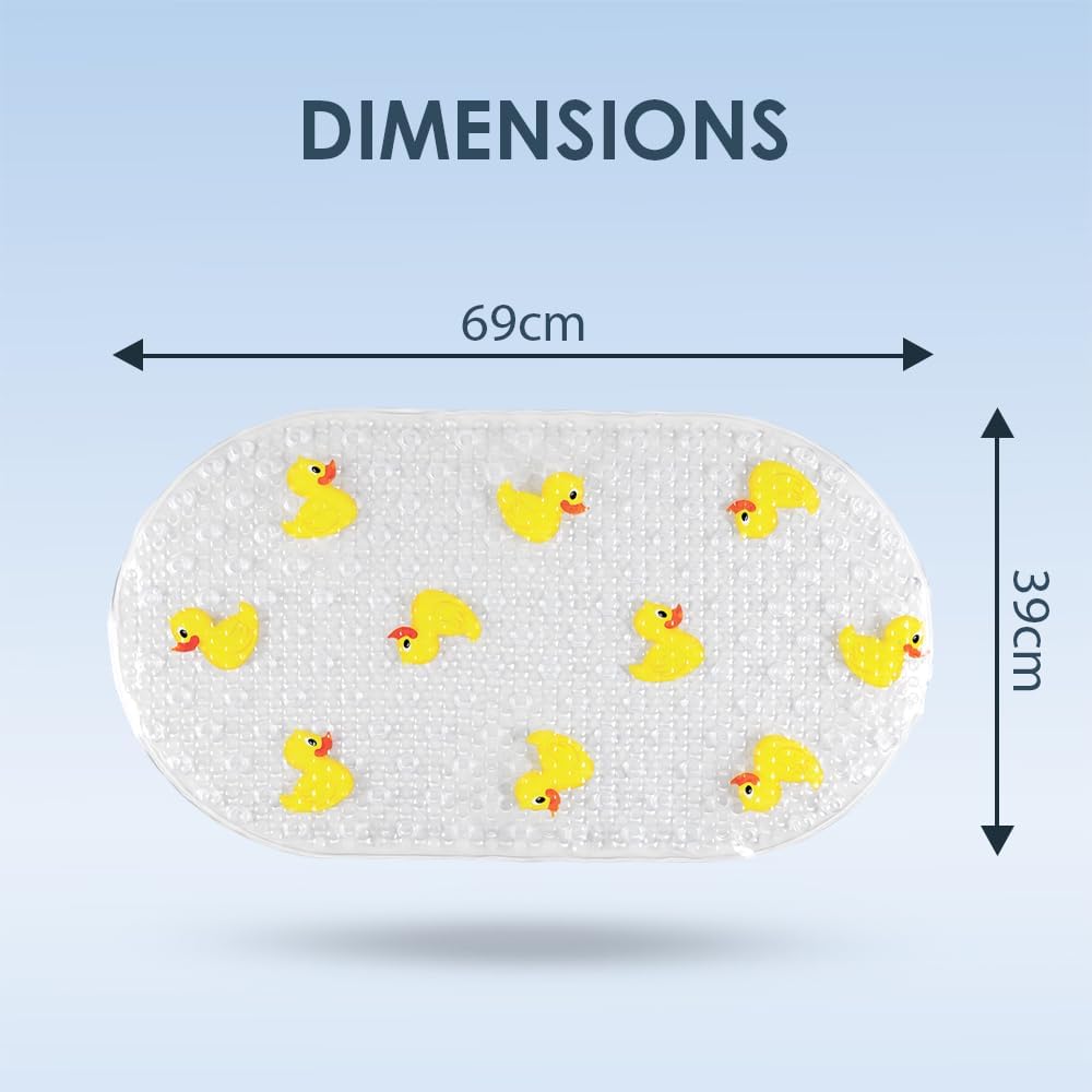 AQUALONA® Premium Child Friendly Ducks Bath Mat - PVC - Comfort Purpose - Shower and Bath. BPA, Latex and Phthalate Free (Ducks)