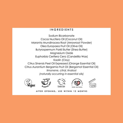 The Natural Deodorant Co, Active Deodorant Balm Orange + Bergamot 55g | Aluminium Free, Plastic Free, Natural Ingredients, Extra Strength Protection