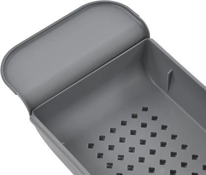 Respicefinem Expandable Bathtub Tray with Nonslip Design Multifunction Rack for Candles Towels Books Phone in Grey ( Pack)