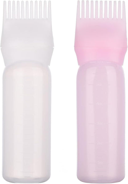 Hair Dye Brush Bottle Hair Root Comb Applicator Bottles Hair Dye Tools Applicator Brush Bottles for Salon (White)