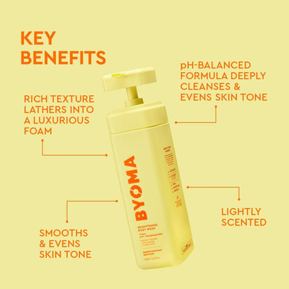 BYOMA Brightening Body Wash (400ml) Treats Dull and Dehydrated Skin, Balances and Repairs the Skin Barrier with Niacinamide and Azelaic Acid - Brightens and Evens Skin Tone