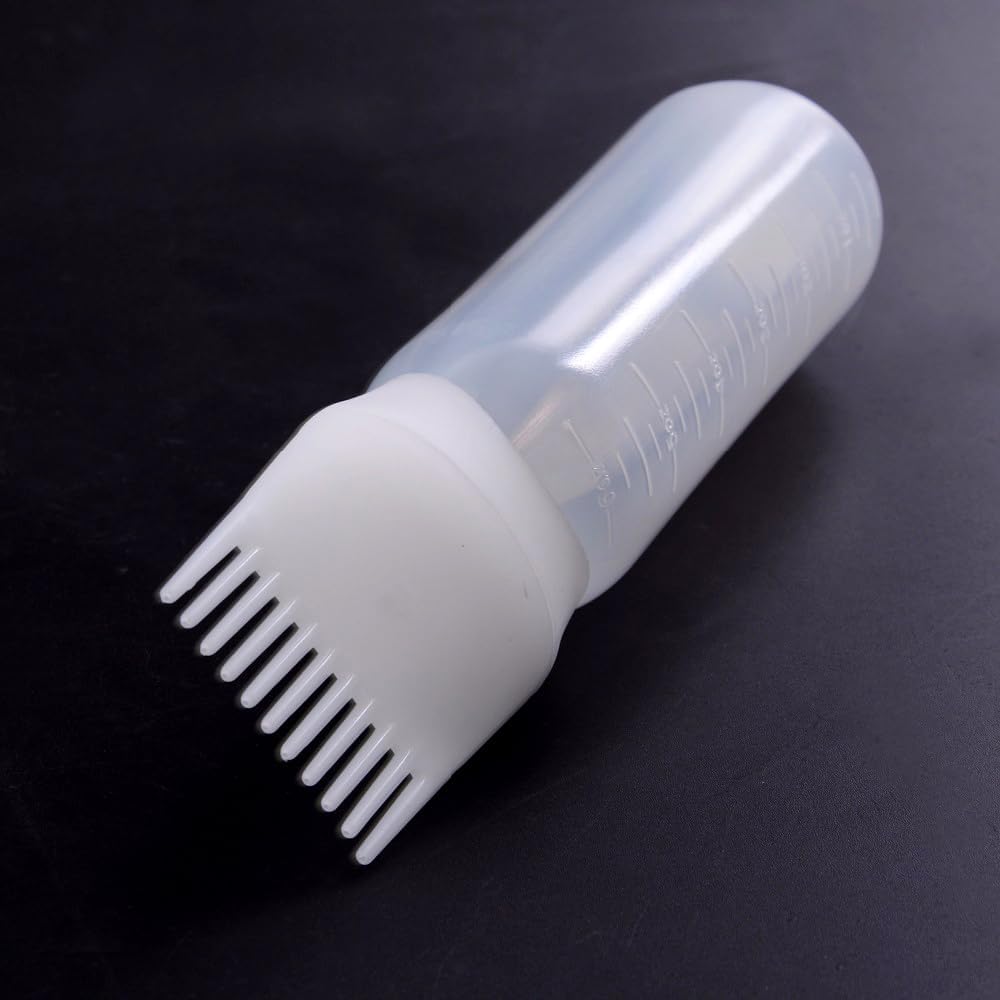 YANTAISIYU 3 Pieces Hair Oil Applicator Bottle Root Comb Hair Dye Brush Applicator Bottle with Graduated 6 Ounce Scale (3 Colors)
