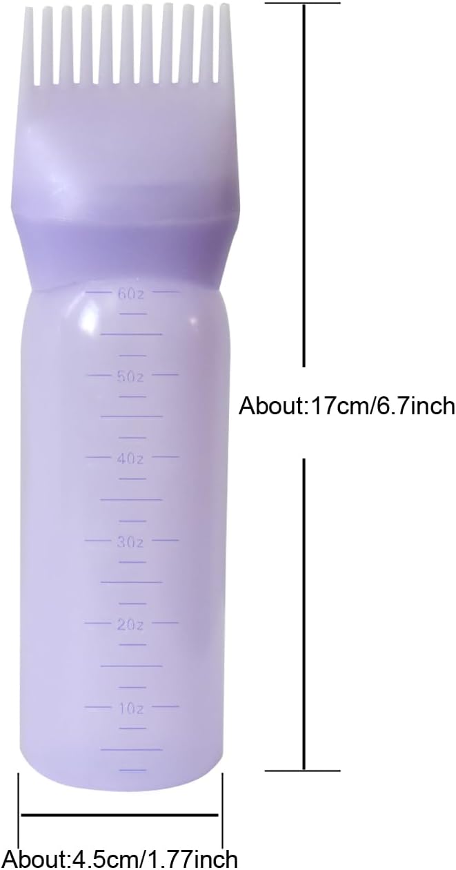 YANTAISIYU 3 Pieces Hair Oil Applicator Bottle Root Comb Hair Dye Brush Applicator Bottle with Graduated 6 Ounce Scale (3 Colors)