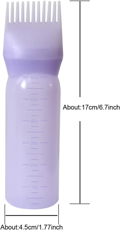YANTAISIYU 3 Pieces Hair Oil Applicator Bottle Root Comb Hair Dye Brush Applicator Bottle with Graduated 6 Ounce Scale (3 Colors)