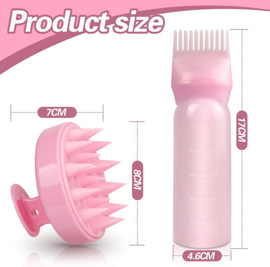 Hair Oil Applicator Bottle, Root Comb Applicator Bottle and Scalp Massager Shampoo Brush Hair Coloring Dye Scalp Treatment Tools for Home Salon Comb Applicators