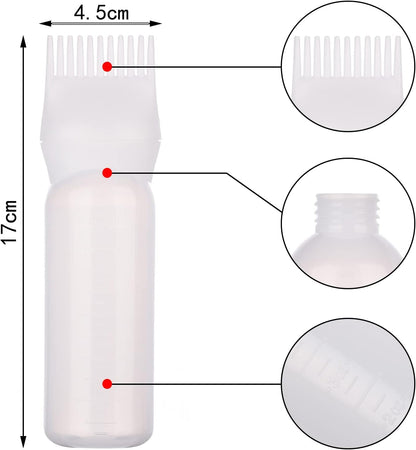 Hair Dye Brush Bottle Hair Root Comb Applicator Bottles Hair Dye Tools Applicator Brush Bottles for Salon (White)
