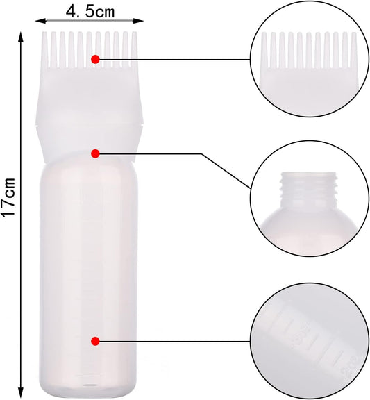 Hair Dye Brush Bottle Hair Root Comb Applicator Bottles Hair Dye Tools Applicator Brush Bottles for Salon (White)