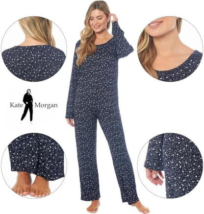 KATE MORGAN Ladies lightweight cosy pyjamas | Womens loungewear sets pjs | Nightwear Sleepwear for women