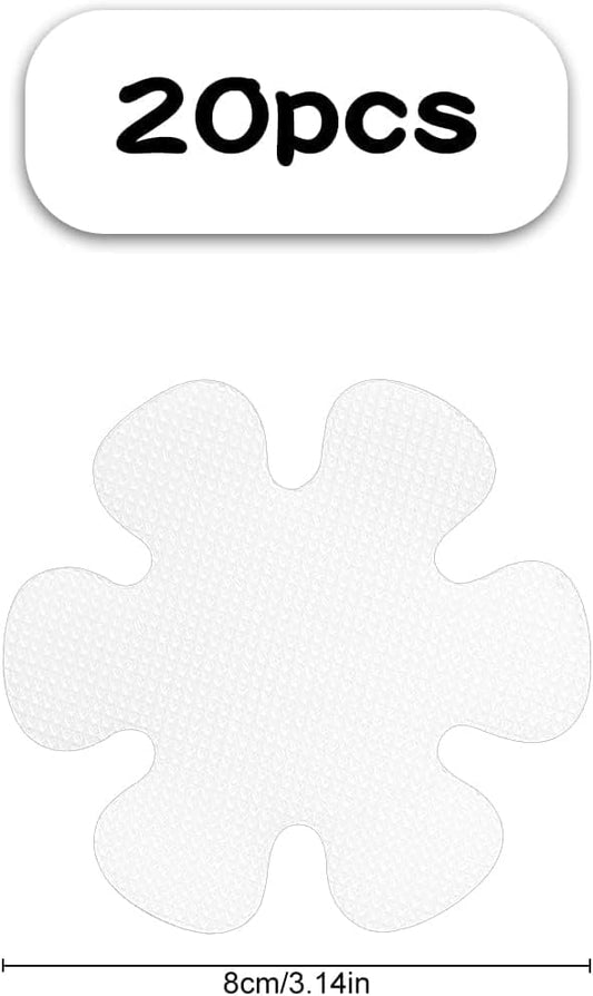 Jagowa 20-Piece Non-Slip Flower Bath Stickers - Slip-Resistant Safety Shower Treads with Self-Adhesive Backing for Flooring and Mat, Protects Against Slips and Falls