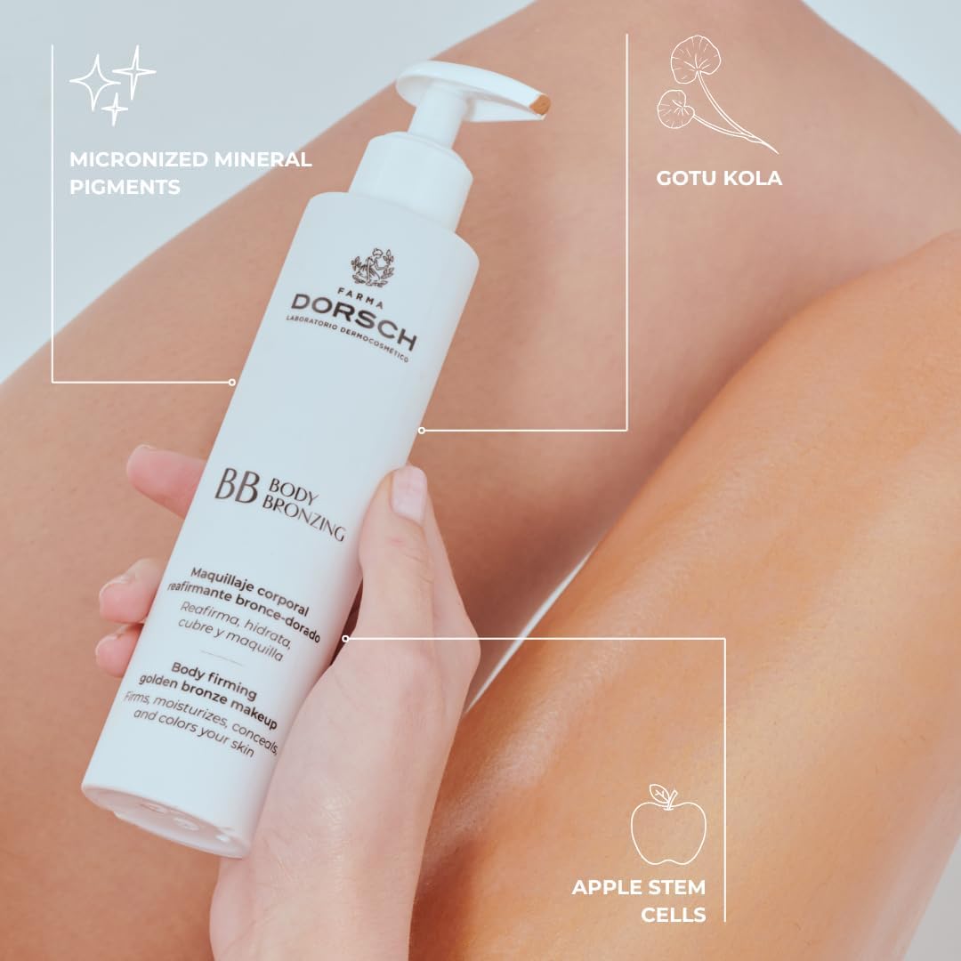 FARMA DORSCH – BB Bronzing | Body Makeup Bronzer | Hydrating &amp; Firming Body Cream | Instant Glow &amp; Golden Tone | Wash-Off Formula | All Skin Types | 200 ml
