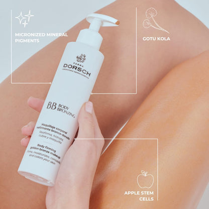FARMA DORSCH – BB Bronzing | Body Makeup Bronzer | Hydrating &amp; Firming Body Cream | Instant Glow &amp; Golden Tone | Wash-Off Formula | All Skin Types | 200 ml