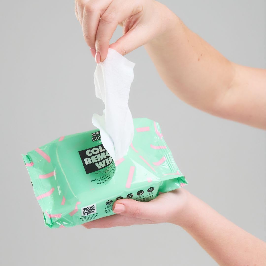 Crazy Color Hair Dye Remover Wipes. Remove hair dye from face. 30 Pack of Biodegradable Wipes.