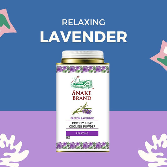 SNAKE BRAND Prickly Heat Cooling Body Powder 140g (Relaxing Lavender, Pack of 1)