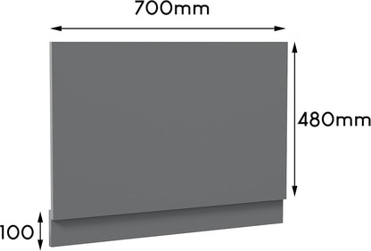 Modern Bathroom 700mm End Bath Panel 18mm MDF Grey Gloss Wooden Plinth Easy Cut