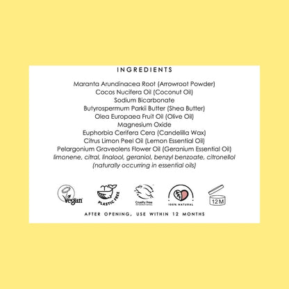 The Natural Deodorant Co, Clean Deodorant Balm Lemon &amp; Geranium 55g, Aluminium Free, Plastic Free, All Day Protection | Aluminum Free, Plastic Free, Natural Ingredients, Effective All Day Protection