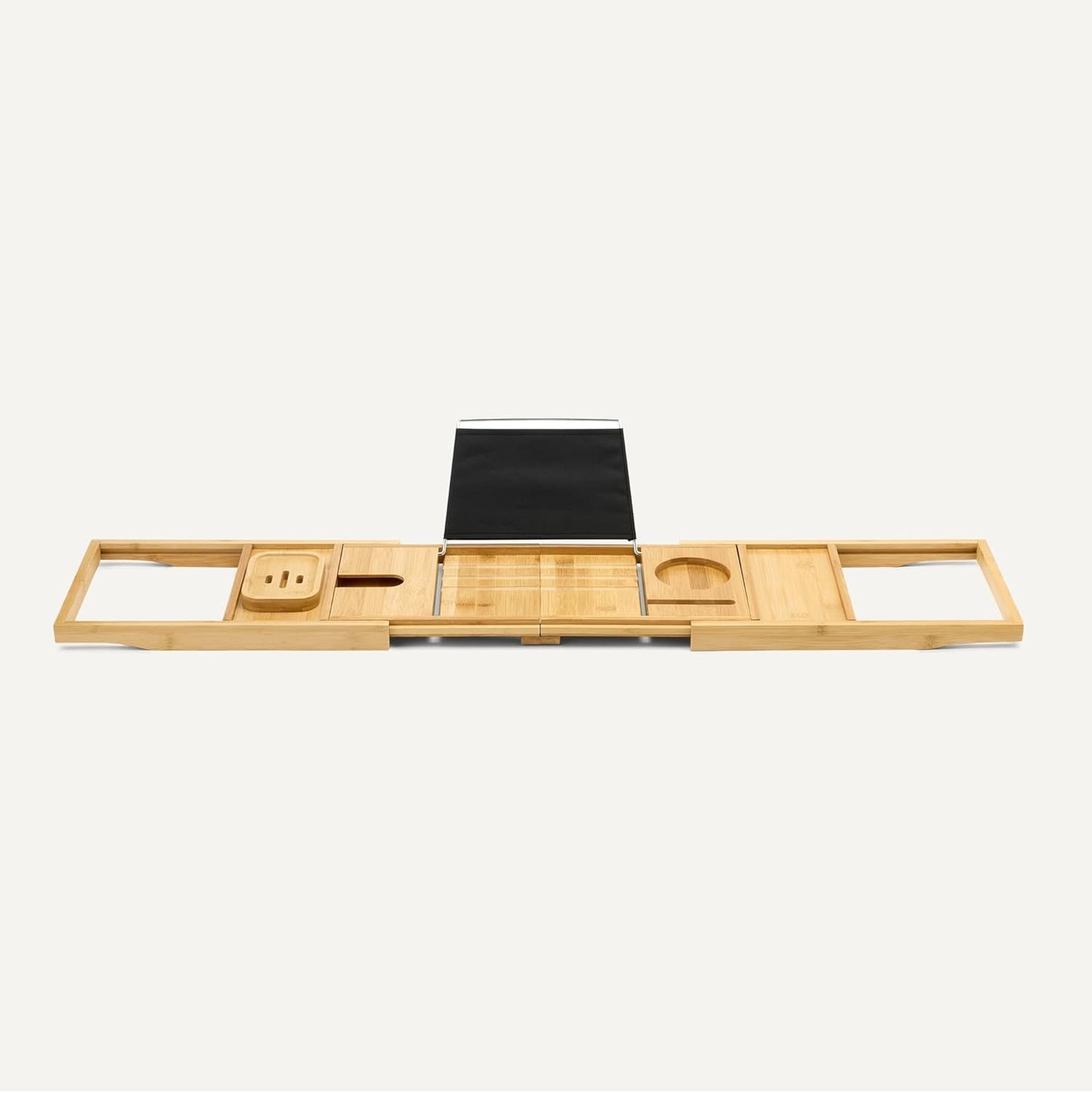 Amazon Basics Bath Tray, Bamboo Bathtub Caddy, Expandable and Foldable, Anti-Slip Grips
