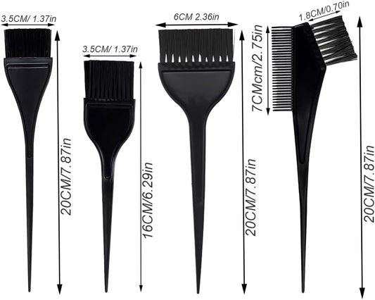 Hair Coloring Brush, 4 Pcs Hair Dye Brush, Hair Dye Brush Set, Hair Dyeing Comb Brush, Applicator Tools, for DIY Hair Coloring