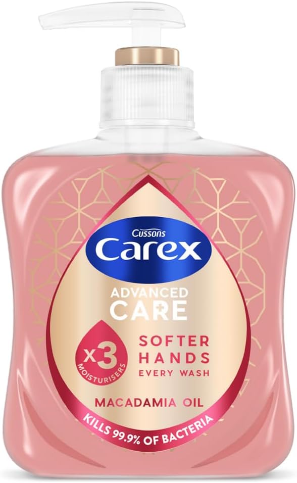 Carex Advanced Care Macadamia Oil Antibacterial Hand Wash, 3x More Moisturisers, Clean &amp; Protect Hands, Bulk Buy, Pack of 6 x 250ml