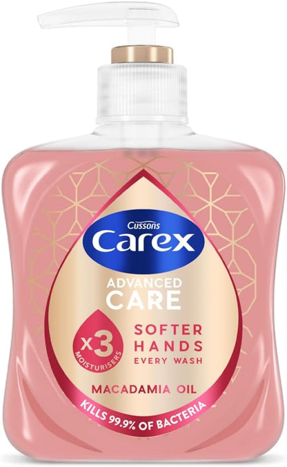 Carex Advanced Care Macadamia Oil Antibacterial Hand Wash, 3x More Moisturisers, Clean &amp; Protect Hands, Bulk Buy, Pack of 6 x 250ml